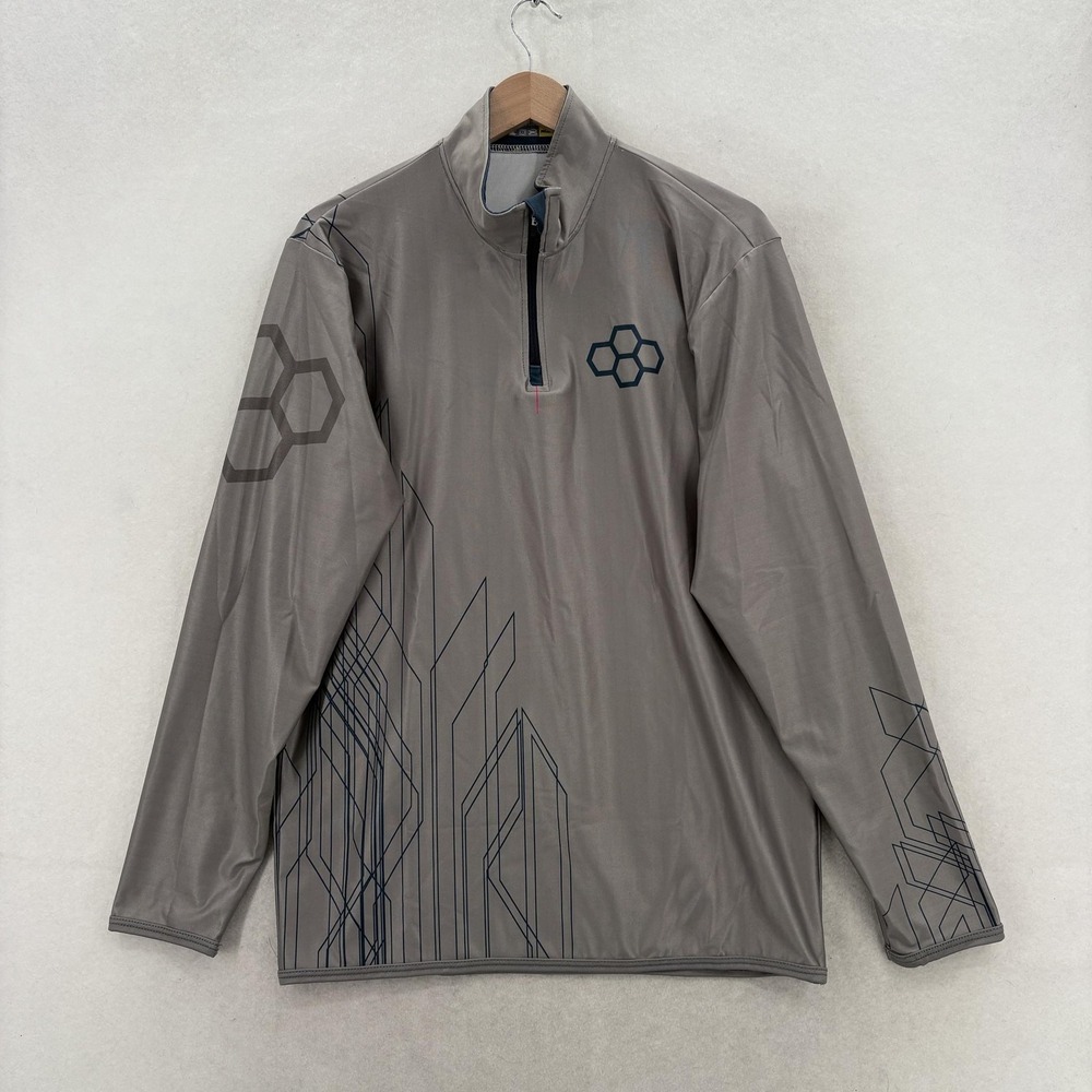 Rudis Pullover Mens Medium Gray Geometric 1/4 Zip Wrestling Top Gym Performance